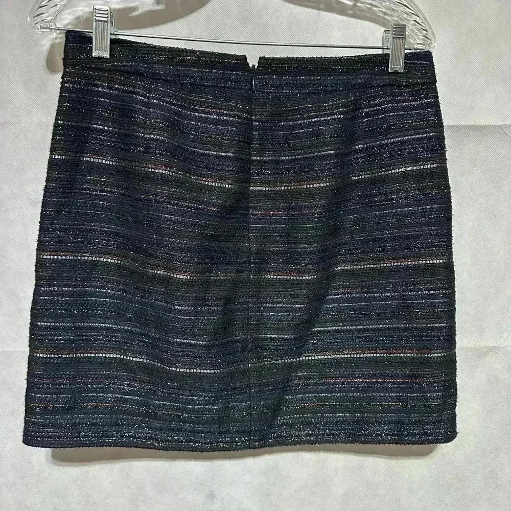 J. Crew Women’s Metallic Mini Skirt Size 4 Navy Blue Copper Gold Silver Lined